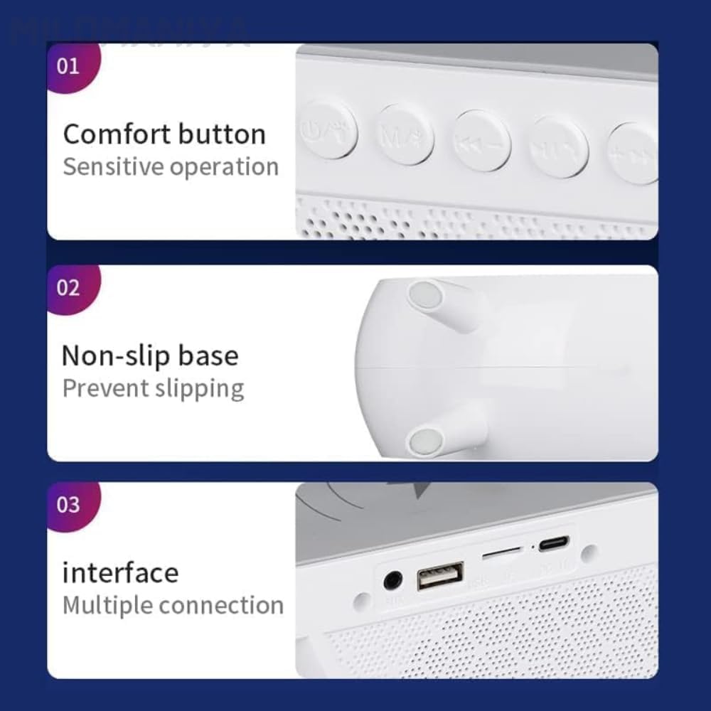 Bluetooth Speaker Lamp-3 in 1 Multi-Function Wireless Fast Charging For Bedroom.