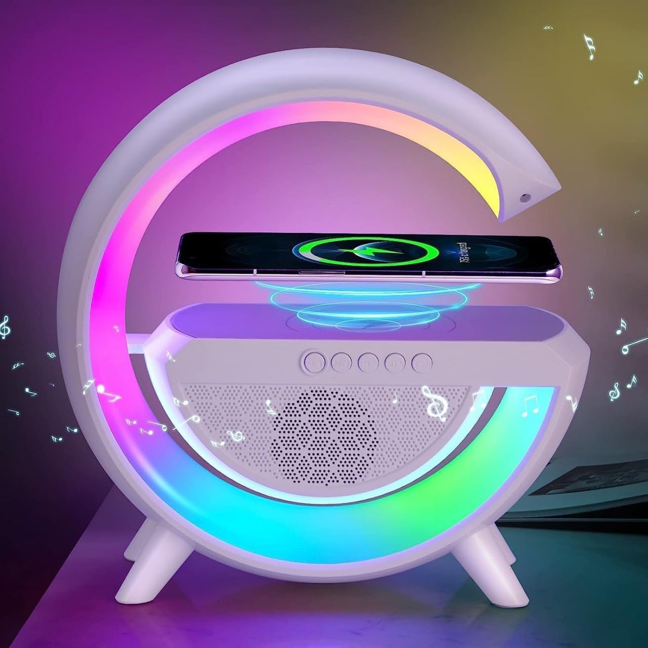 Bluetooth Speaker Lamp-3 in 1 Multi-Function Wireless Fast Charging For Bedroom.